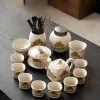 Elegant Ru Kiln Hand Painted Colored Dragon Theme Refined Chinese Ceramic Tea Ceremony Set