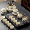 Two Dragons Playing with Pearls Ceramic Kung Fu Teaware Set with Tea Tray