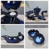 Blue Glaze  Kiln-turning Ceramic Dragon Themed Semi Automatic Lazy Tea Set