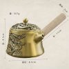 Small Handmade Brass Teapot with Dragon and Phoenix Design and Side Wooden Handle