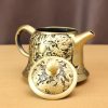 Small Handmade Brass Tea Kettle with Embossed Dragons and Pearls Theme