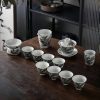 Luxurious Antique Traditional Elegant White Porcelain Chinese Tea Set with Black Dragon Design