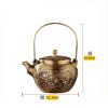 Traditional Luxurious Dragon and Phoenix Theme Weave Antique Brass Tea Kettle with Lifting