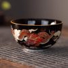 Year of The Dragon Elegant Black Glaze Hand Painted Red Dragon Chinese Ceramic Tea Cup