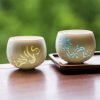 Traditional White Ceramic Hollow Carving Simplified Chinese Dragon Gongfu Tea Cup
