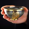 Inlaid Golden Dragon Tenmoku Jianzhan Ceramic Tea Cup