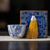 Hand Painted Gold Inlaid Blue Dragon Ceramic Gong Fu Tea Cup