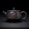 Rarely Vintage Purple Pottery Gongfu Tea Ceremony Dragon Teapot With Black Dragon And Phoenix Design