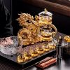 Vintage Luxury Lazy Glass Semi-Automatic Best Chinese Gold Dragon Gongfu Tea Cup Set