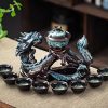 Refined Chinese Blue Dragon Kiln Change Antique Semi-Automatic Gongfu Tea Cup Set