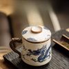 Exquisite Hand-Painted Blue and White Porcelain Auspicious Clouds Dragon Tea Cup Mug