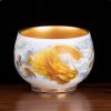 Pure Gold Glaze liner with Hand-painted Golden Dragon Porcelain Tea Cup
