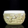 Handmade Embossed Flying Dragon White Jade Porcelain Kung Fu Tea Cup