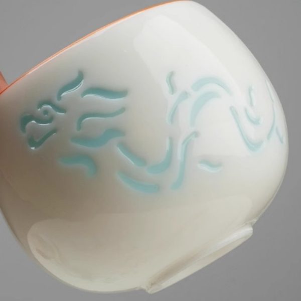 Traditional White Ceramic Hollow Carving Simplified Chinese Dragon Gongfu Tea Cup