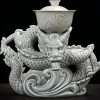 Year of the Dragon Chinese Lazy Semi-Automatic Porcelain Tea Set with Delicate Dragon Design