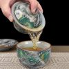 Hand Drawn Porcelain Ink Color Green Dragon Kung Fu Tea Cup