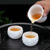 Handmade Embossed Flying Dragon White Jade Porcelain Kung Fu Tea Cup