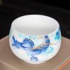 Ice Jade Porcelain Hand Drawn Blue Dragon Tea Cup