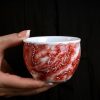 Vintage Alum Red Underglaze Painting Dragon Chinese Chawan Gongfu Tea Cup