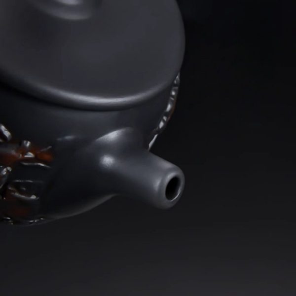 Rarely Vintage Purple Pottery Gongfu Tea Ceremony Dragon Teapot With Black Dragon And Phoenix Design