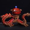Handmade Antique Chinese Red Kiln Change Lazy Semi-Automatic Dragon Themed Porcelain Tea Set
