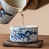 Vintage Blue and White Porcelain Dragon Inlaid with Gold Wire Gongfu Tea Cup