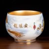 Pure Gold Glaze liner with Hand-painted Golden Dragon Porcelain Tea Cup