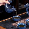 Exquisite Chinese Vintage Blue Majestic Five Dragon Head Kungfu Tea Sets Lazy Semi-Automatic