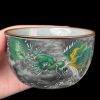 Hand Drawn Porcelain Ink Color Green Dragon Kung Fu Tea Cup