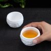 Handmade Embossed Flying Dragon White Jade Porcelain Kung Fu Tea Cup