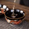 Year of The Dragon Elegant Black Glaze Hand Painted Red Dragon Chinese Ceramic Tea Cup