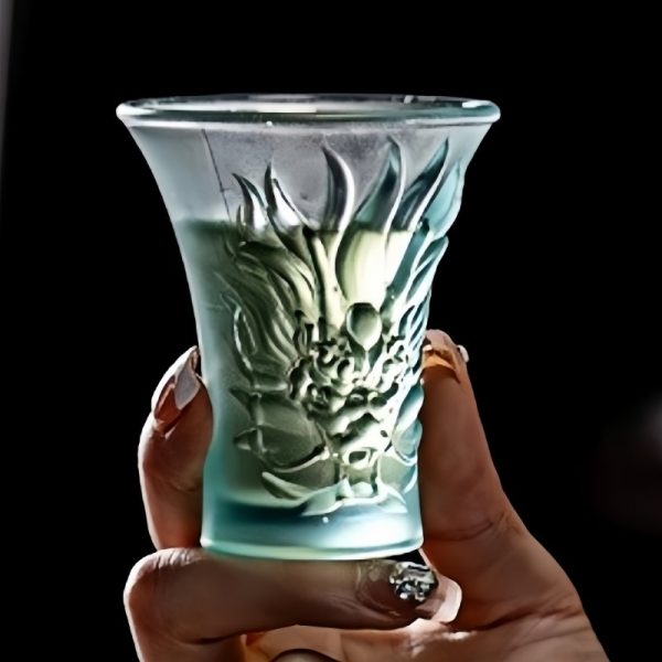 Antique Coloured Glaze Handmade Carved Dragon Japanese Thin Tea Cup