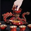 Handmade Antique Chinese Red Kiln Change Lazy Semi-Automatic Dragon Themed Porcelain Tea Set