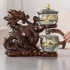 Antique Luxurious Year of the Dragon Semi-Automatic Glass Tea Set with Gold Dragon Design