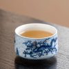 Vintage Blue and White Porcelain Dragon Inlaid with Gold Wire Gongfu Tea Cup