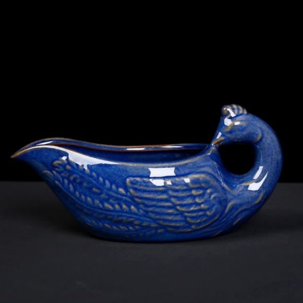 Traditional Chinese Antique Blue Dragon Phoenix Porcelain Gongfu Tea Set with Lazy Semi-Automatic Design