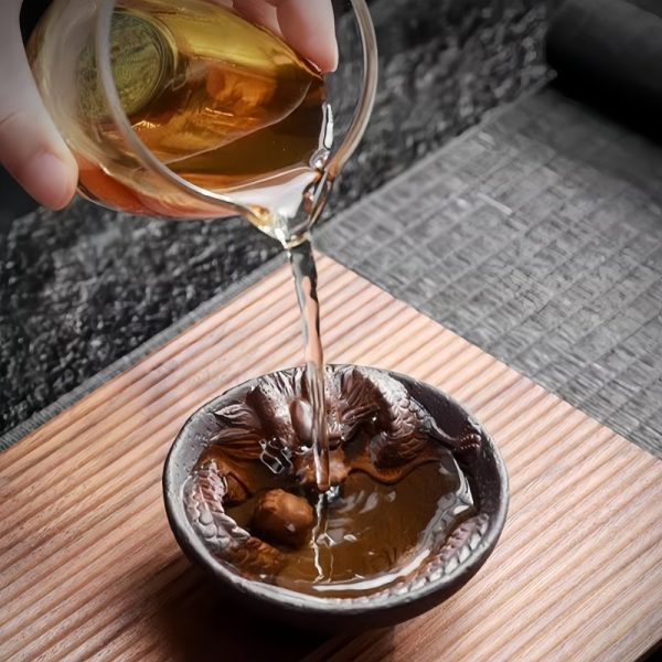 Year Of The Dragon Authentic Handmade Purple Clay Carved Dragon Tea Cup