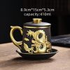 Delicate Inlaid Gold Auspicious Dragon Purple Clay Tea Cup Mug with Infuser