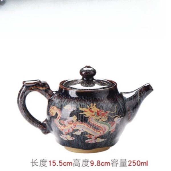 Vintage Porcelain Kiln Change Gongfu Dragon Teapot With Color Changing Chinese Dragon Pattern
