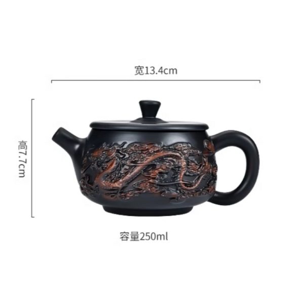 Rarely Vintage Purple Pottery Gongfu Tea Ceremony Dragon Teapot With Black Dragon And Phoenix Design