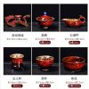 Handmade Antique Chinese Red Kiln Change Lazy Semi-Automatic Dragon Themed Porcelain Tea Set