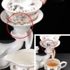 Graceful Vintage White Lazy Semi-Automatic Chinese Gilded Sculptural Dragon Porcelain Tea Cup Set