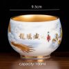 Pure Gold Glaze liner with Hand-painted Golden Dragon Porcelain Tea Cup