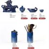 Traditional Chinese Antique Blue Dragon Phoenix Porcelain Gongfu Tea Set with Lazy Semi-Automatic Design