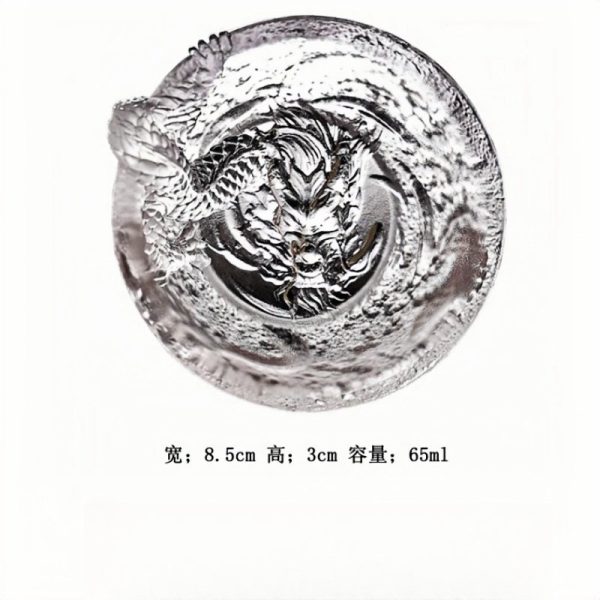 Antique Japanese Hand-carved Dragon Glacier Crystal Fancy Clear Glass Tea Cup