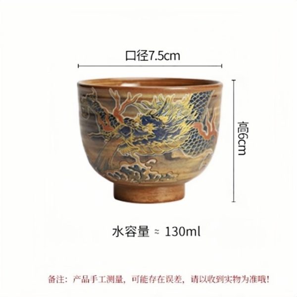 Year of The Dragon Hand Painted Ceramic Tea Cup With Dragon Spraying Water Pattern