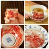 Antique Coral Red Glaze Rural Scenery Jingdezhen Porcelain Gaiwan Tea Set