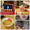 Antique Coral Red Glaze Rural Scenery Jingdezhen Porcelain Gaiwan Tea Set