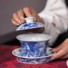 Antique Chinese Dragon White and Blue Porcelain Jingdezhen Gaiwan Tea Set