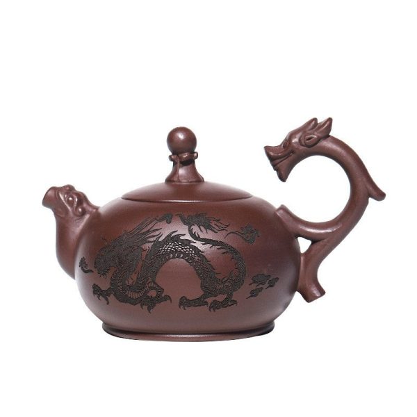 Authentic Vintage Handmade Chinese Dragon Handle Zisha Yixing Clay Teapot